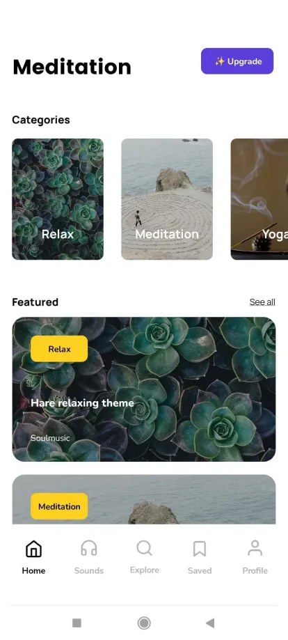 Meditation app phone mockup